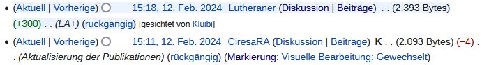 Screenshot aus der Versionsgeschichte des Wikipedia-Artikels „Meinhard Ciresa“