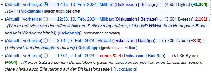 Screenshot aus der Versionsgeschichte des Wikipedia-Artikels „Uwe Kullnick“